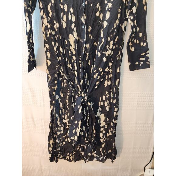 Massimo Dutti Women Dress Size 4 Black Collared Button Up Sheer Long Sleeve 1032 - Picture 11 of 12